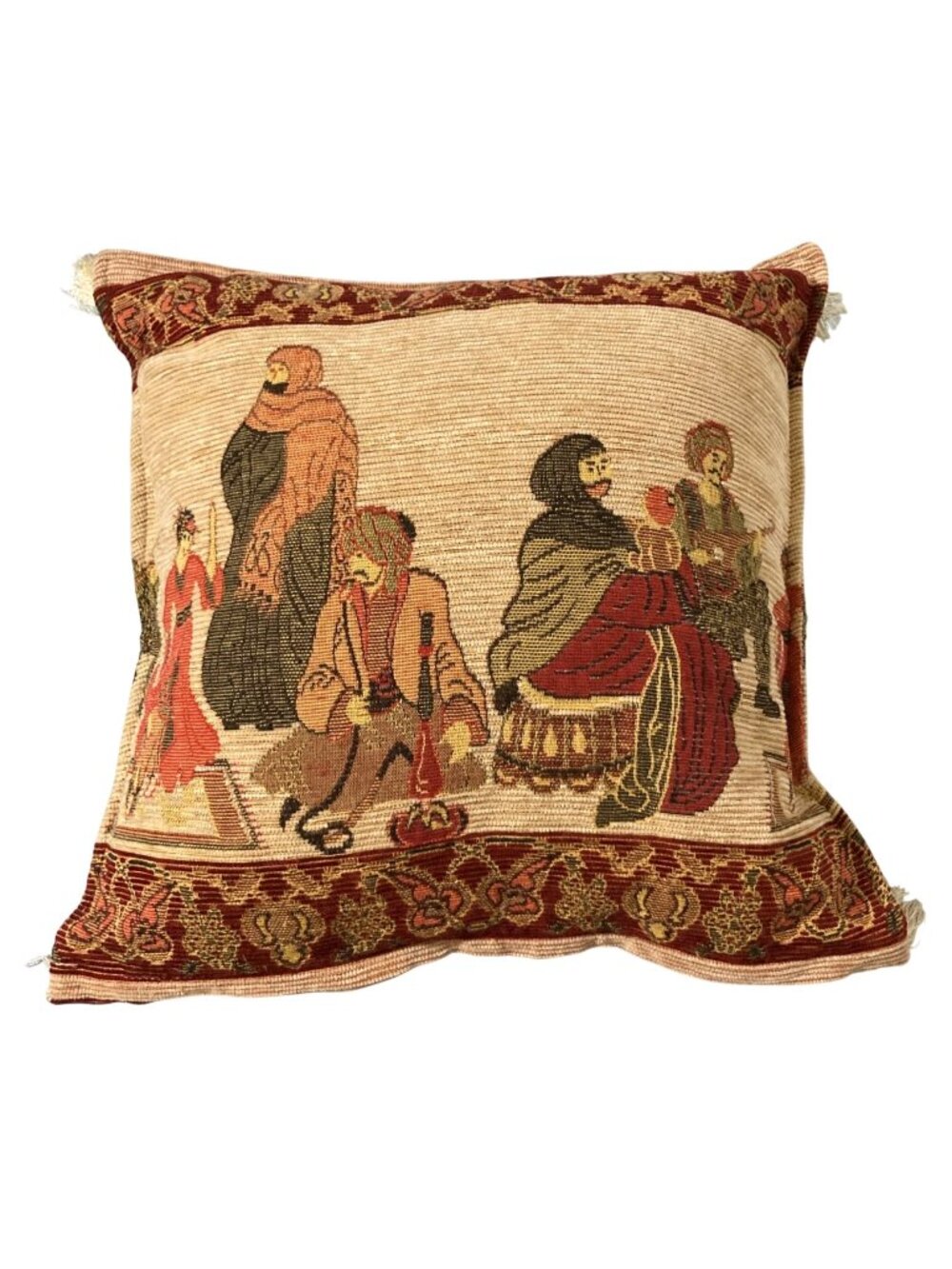 Vintage Turkish Festival Tapestry Throw Pillow With Tassels